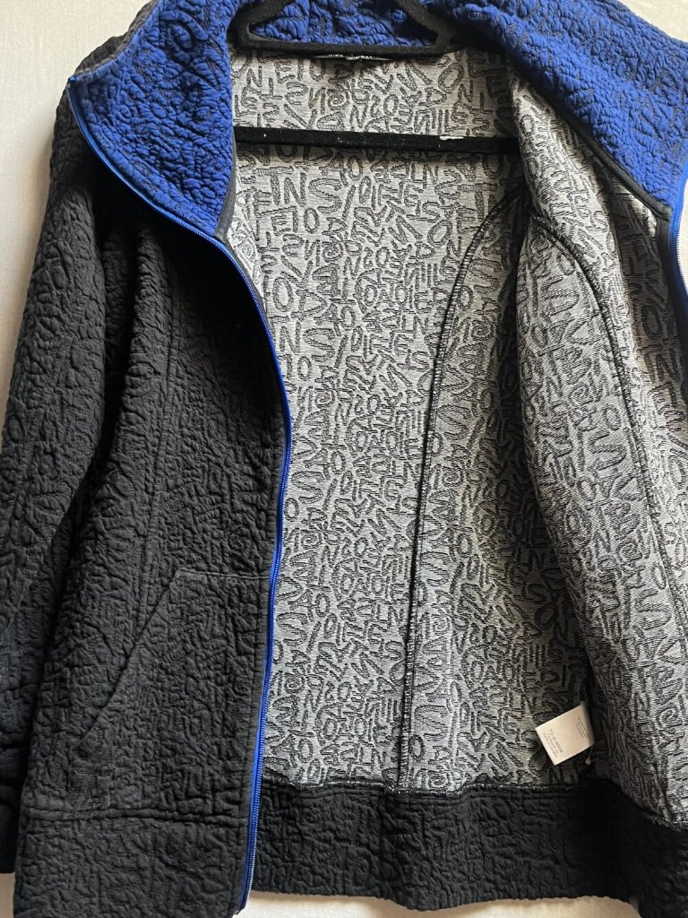 Tonia DeBellis Alphabet Textured Jacquard Knit Zip Jacket Coat - Smocked Cuffs